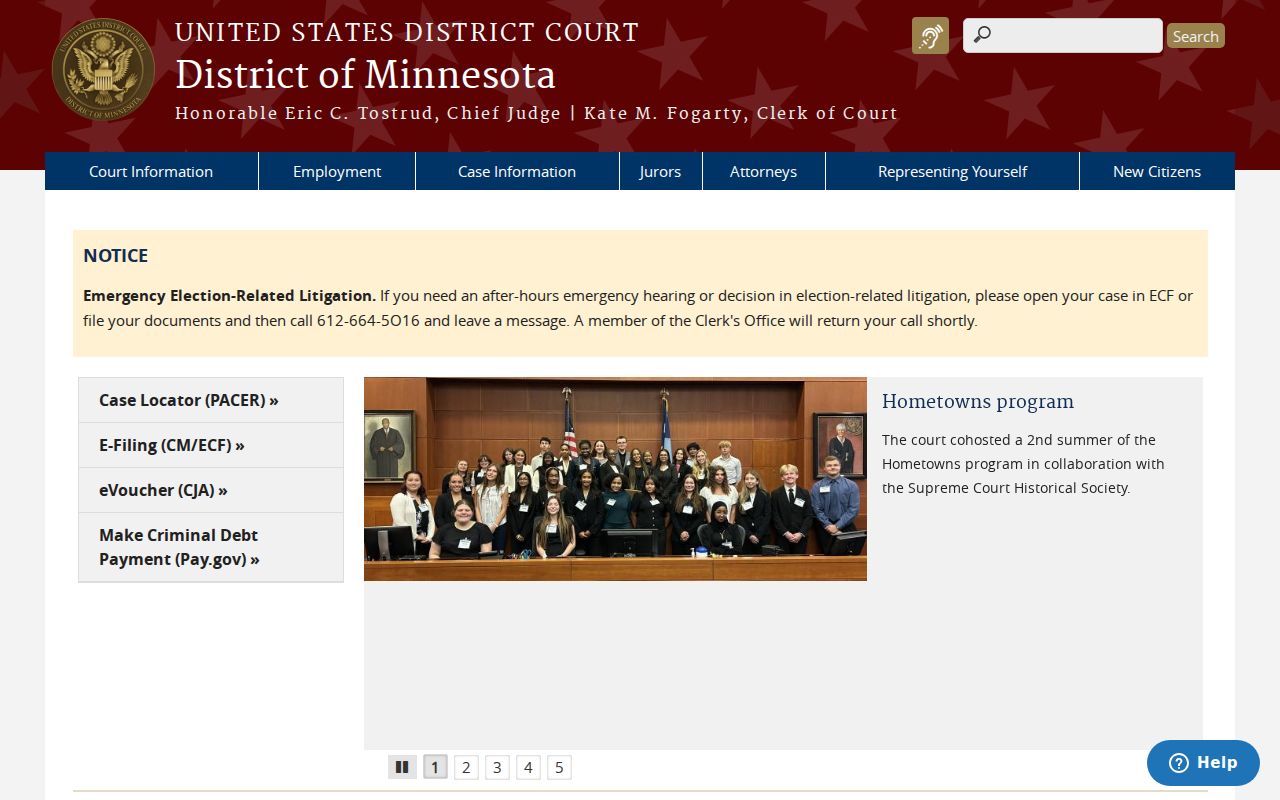 Federal District of Minnesota court navigation separate from Lake of the Woods County warrant records